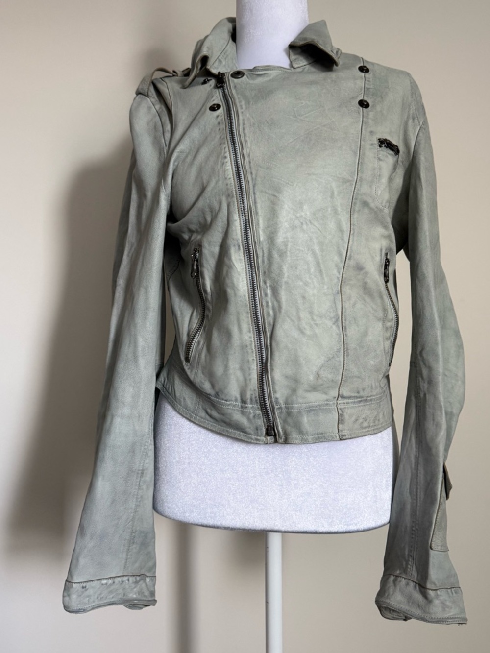 Jakett Leather Moto Jacket with Asymmetric Zip size medium